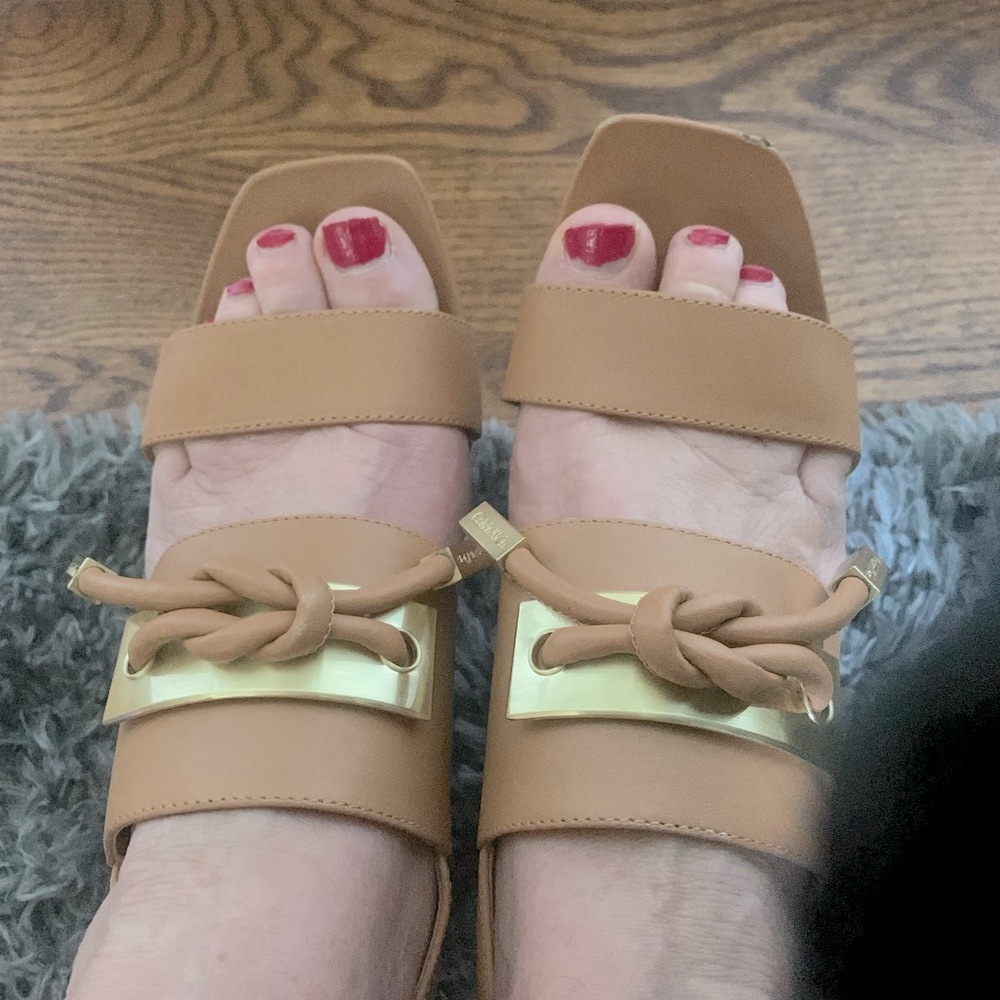 Tan Calvin Klein Sandals.   Worn once.